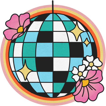 70s Lined Floral Disco Ball